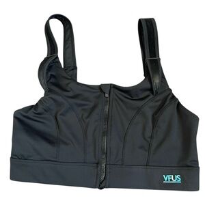 VFUS Black Front Zip Adjustable Sports Bra Large High Impact Support Activewear